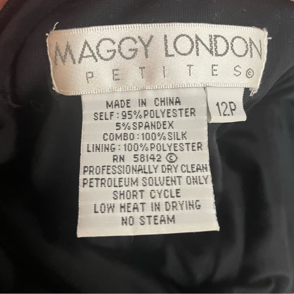 Vtg Maggy London Sequins Black Chiffon Front Beaded Cocktail Dress 12P Evening - Picture 11 of 11